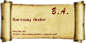 Barcsay Andor névjegykártya